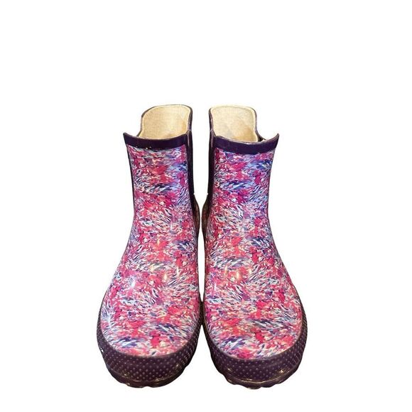 Crocs Women's Purple Floral Abstract Slip-On Rain Boots Casual‎ - Picture 1 of 16